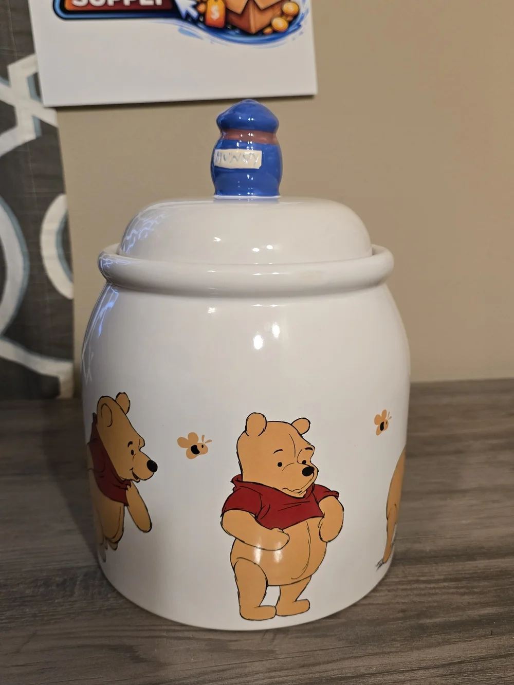 Winnie the Pooh Ceramic Cookie Jar W/ Humpty Dumpty, & Duck